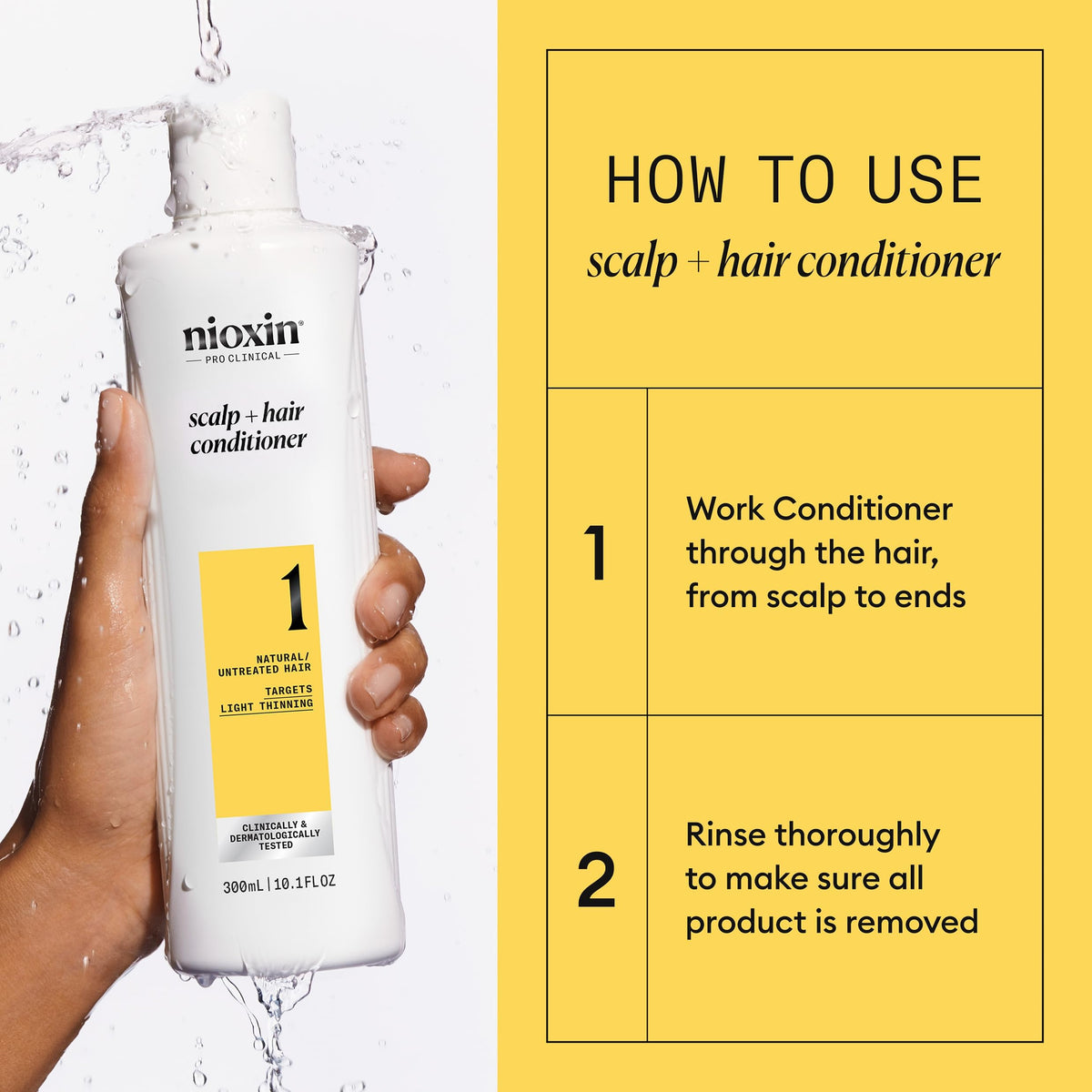 Scale comparison showing hair before and after using Nioxin for visible fullness