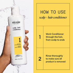 Scale comparison showing hair before and after using Nioxin for visible fullness