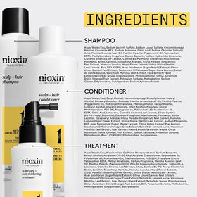 Nioxin kit styled on bathroom shelf illustrating everyday use