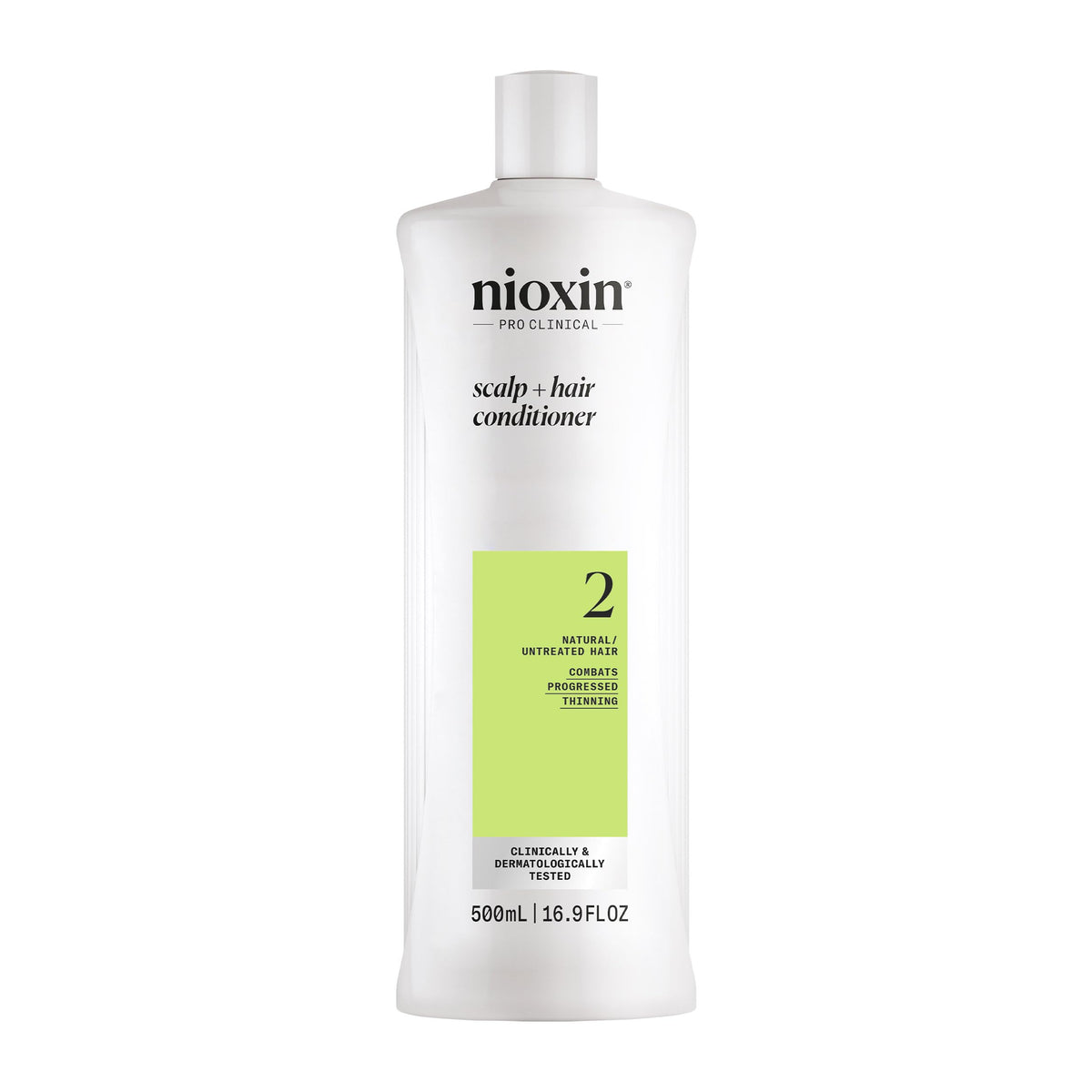 Nioxin front bottle showing product and fuller-hair benefit