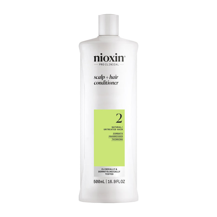 Nioxin front bottle showing product and fuller-hair benefit