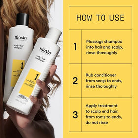 Nioxin texture before and after comparison illustrating increased hair fullness