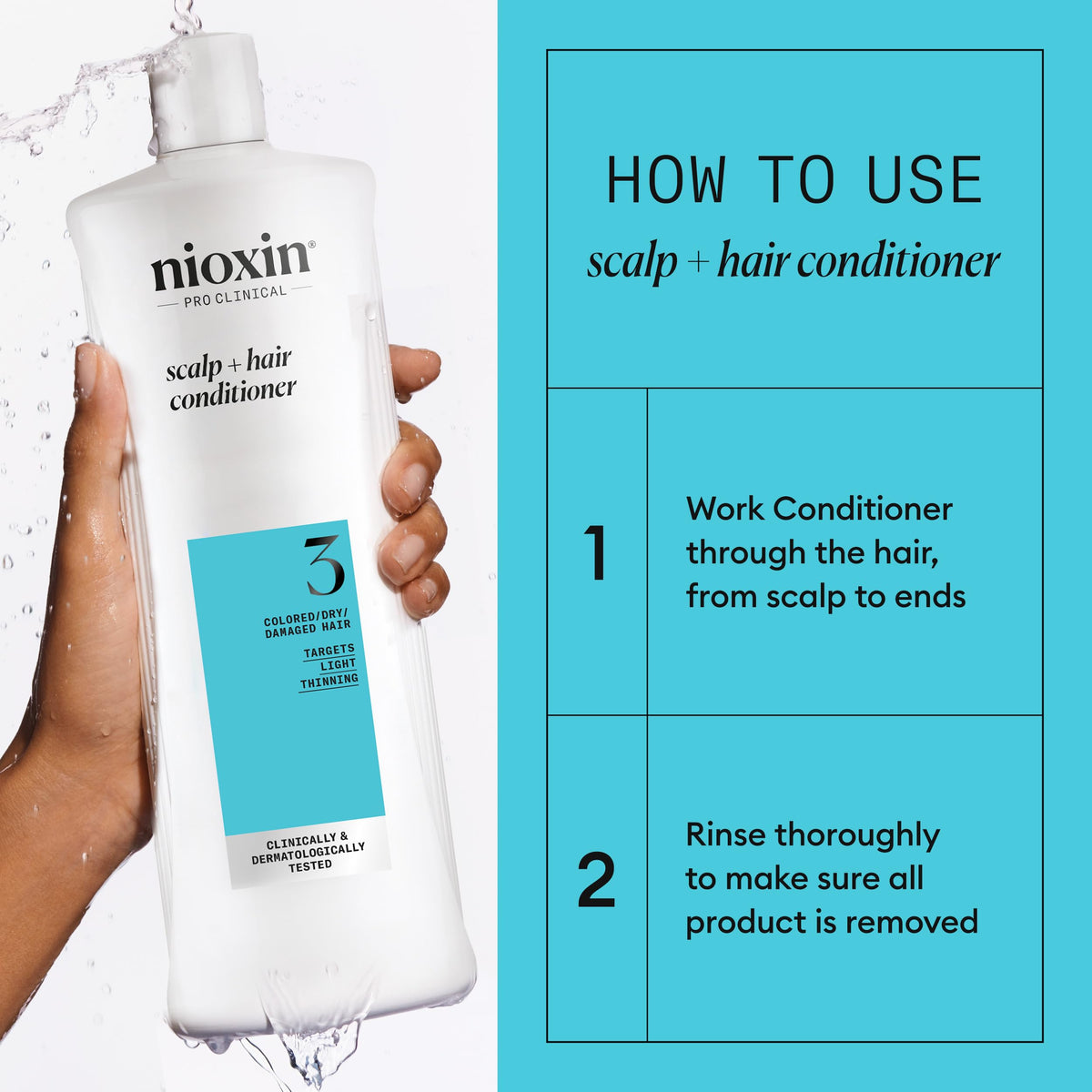 Nioxin treatment applied to scalp illustrating targeted nourishment benefit