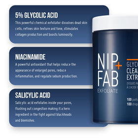 Nip+Fab pad next to hand to show XXL size for fuller face coverage and convenience