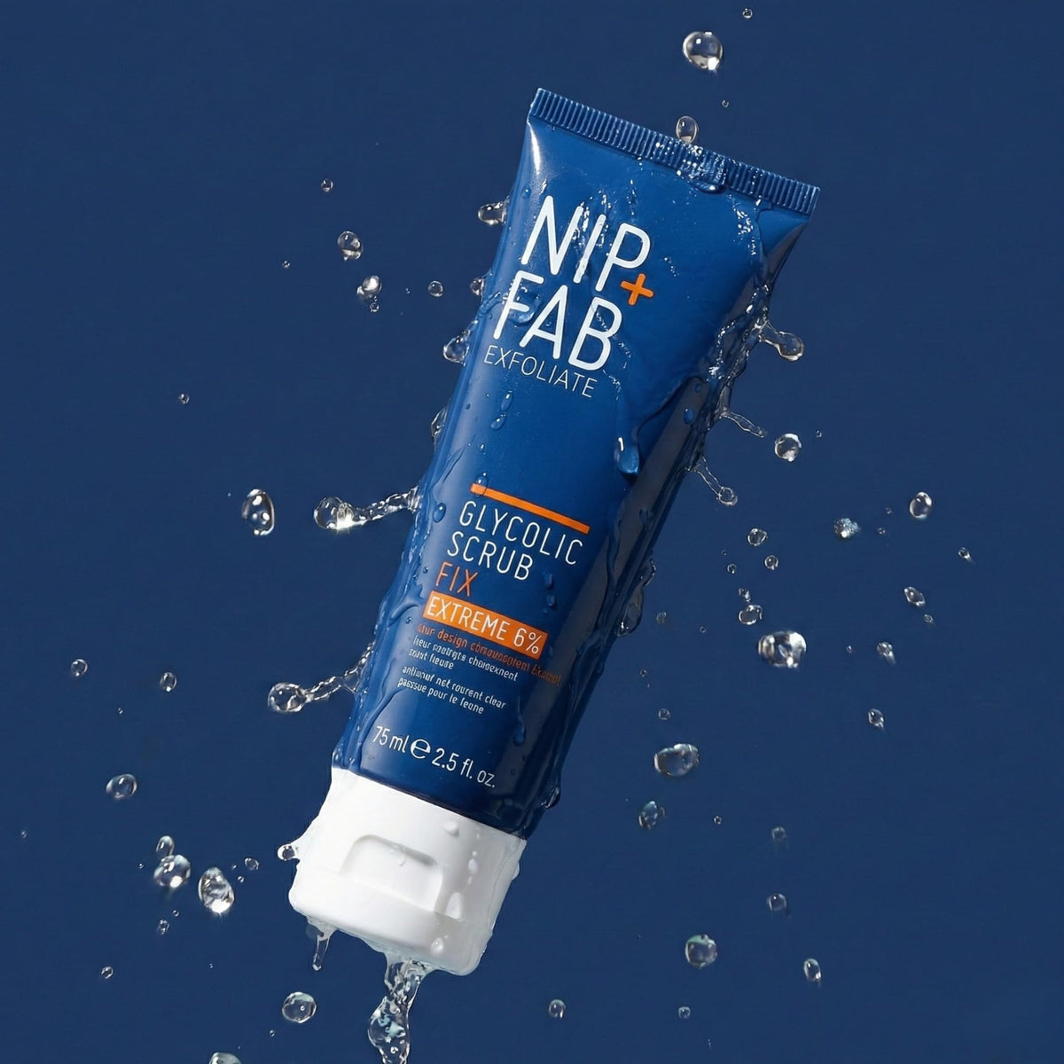 Before and after skin texture comparison using Nip+Fab scrub, showing refined pores