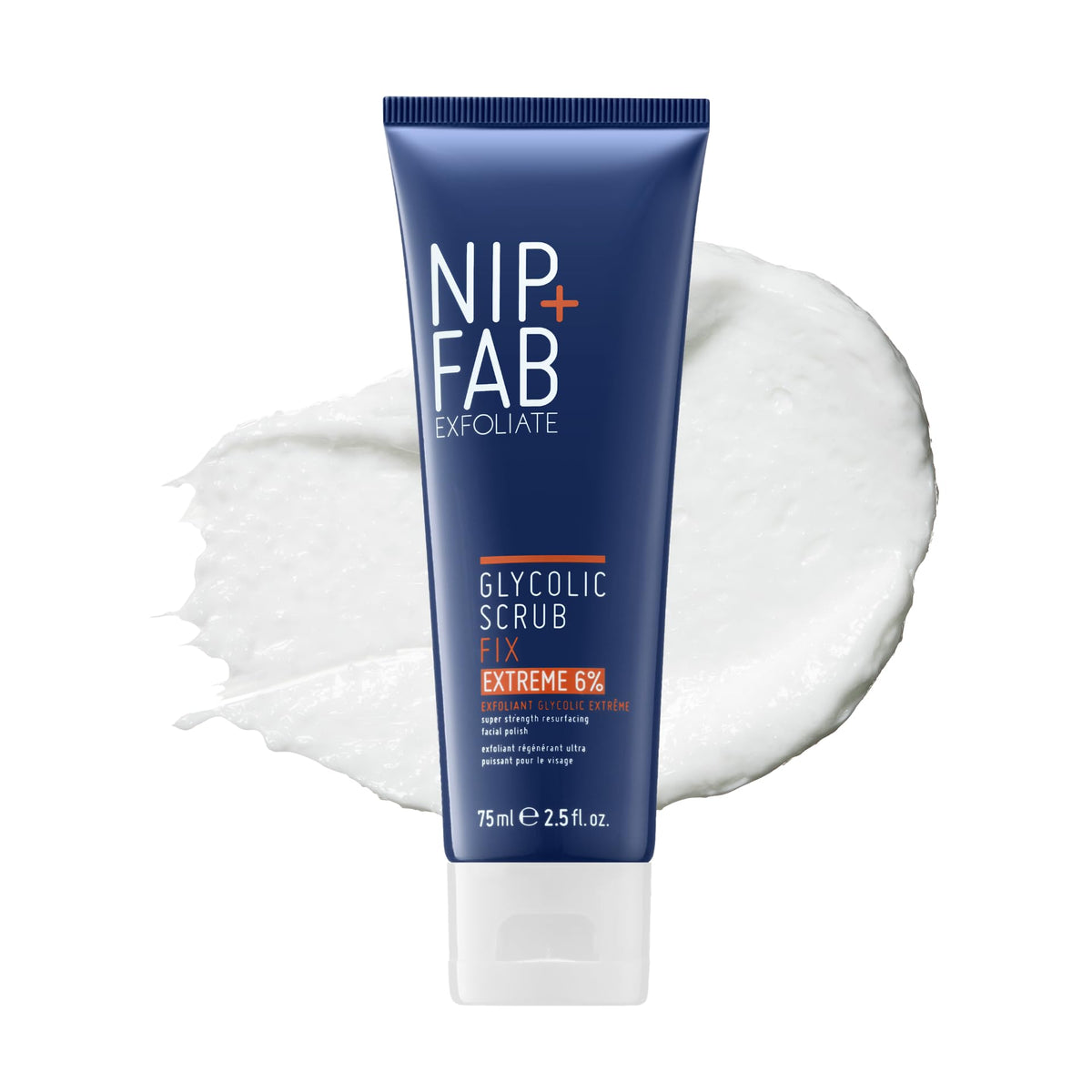 Nip+Fab tube front view showing product name and size, highlighting potent exfoliant benefits