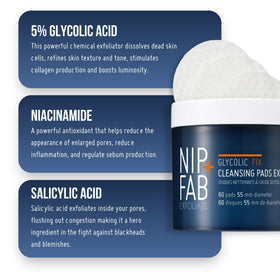 Hand holding Nip+Fab pad ready to apply for quick exfoliation