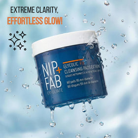 Person using Nip+Fab pad at night demonstrating simple routine