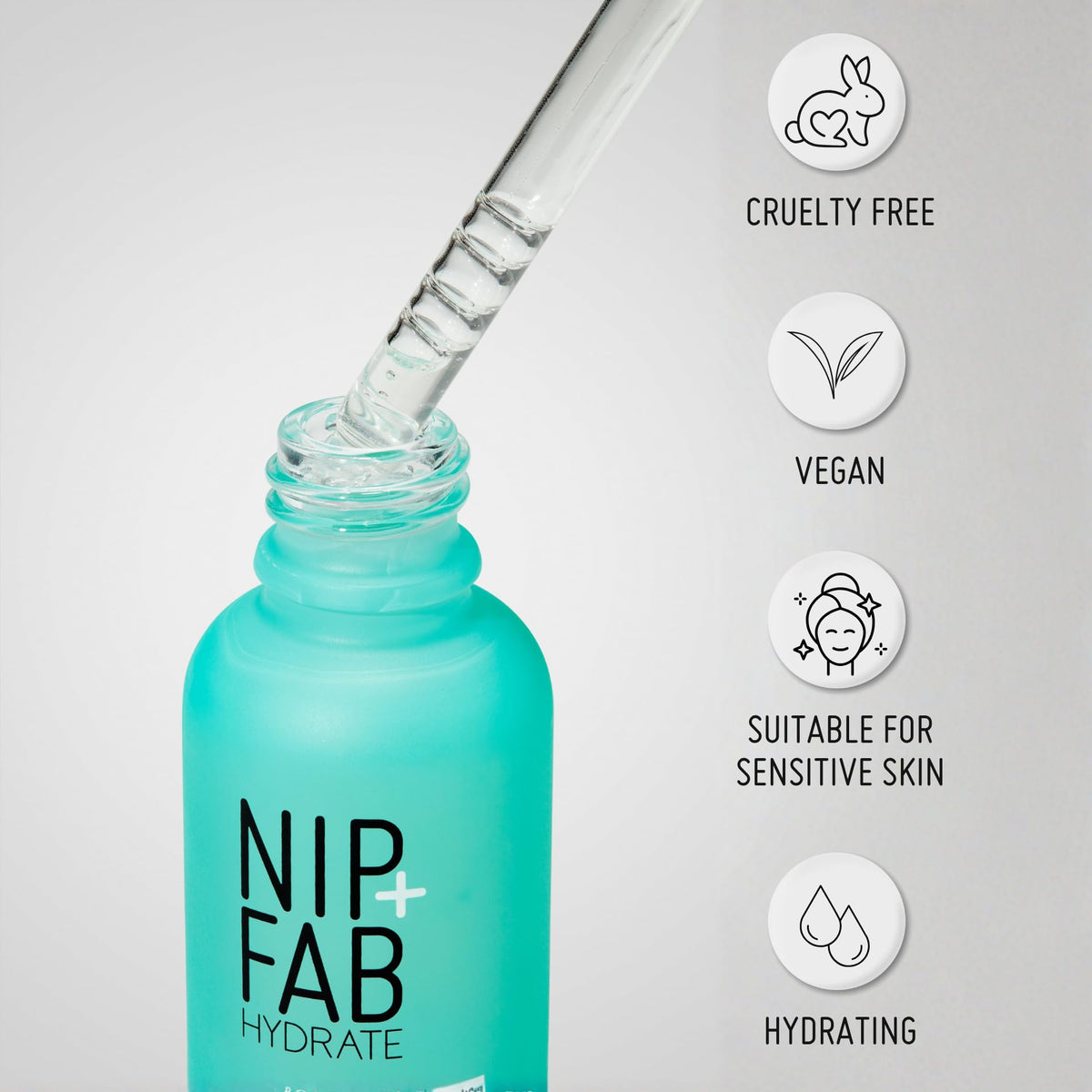 Nip+Fab dropper releasing drops to apply precise hydrating treatment