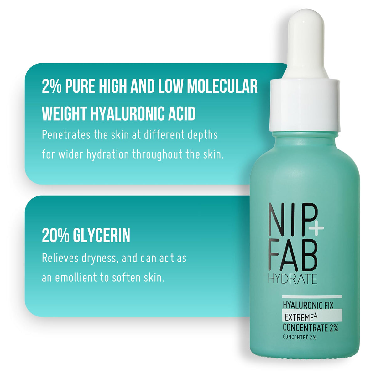 Nip+Fab ingredient label highlighting hyaluronic acids and polyglutamic acid