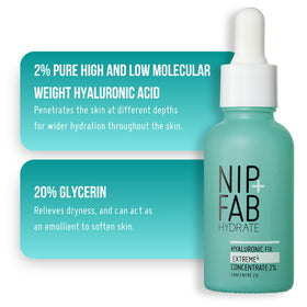 Nip+Fab ingredient label highlighting hyaluronic acids and polyglutamic acid