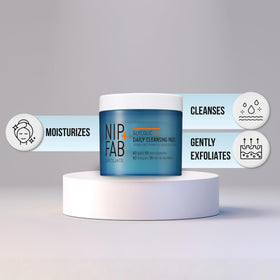 NIP+FAB pad being wiped across face promoting smoother skin