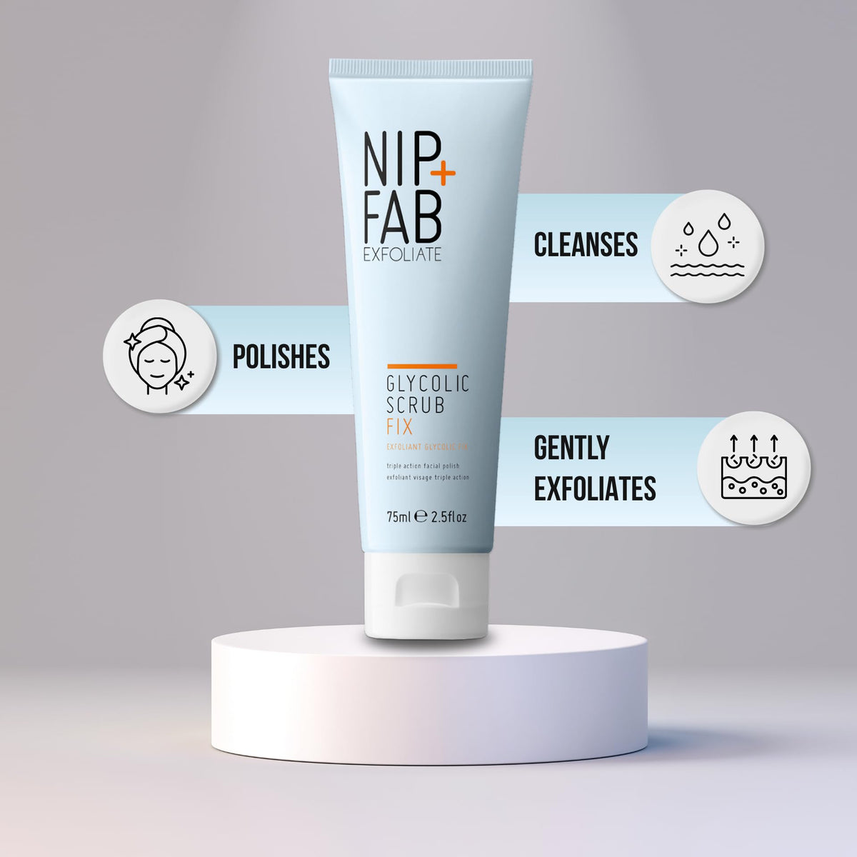 Nip+Fab applied to skin demonstrating smoothing and exfoliation