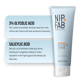 Nip+Fab ingredient label close-up highlighting glycolic and salicylic