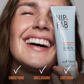 Nip+Fab tube with water splash conveying a refreshing cleanse