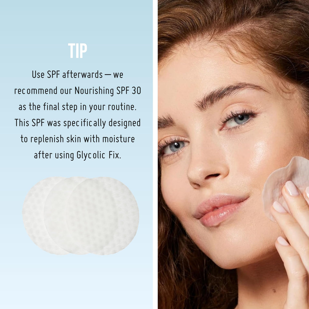 NIP+FAB open jar of pads illustrating biodegradable pads and convenience