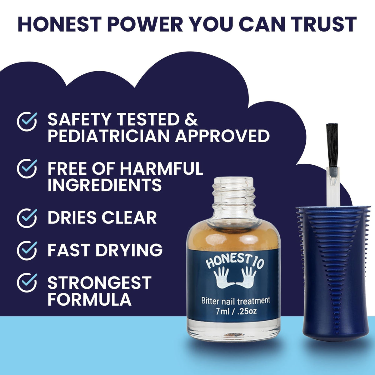 Nipit Honest10 brush applying clear polish to nails for easy use