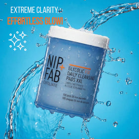 open tub revealing 100 pre-soaked pads indicating Nip+Fab value and convenience