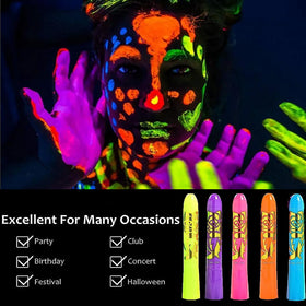 NIUEFH body painted stripes under blacklight showing dramatic event-ready glow