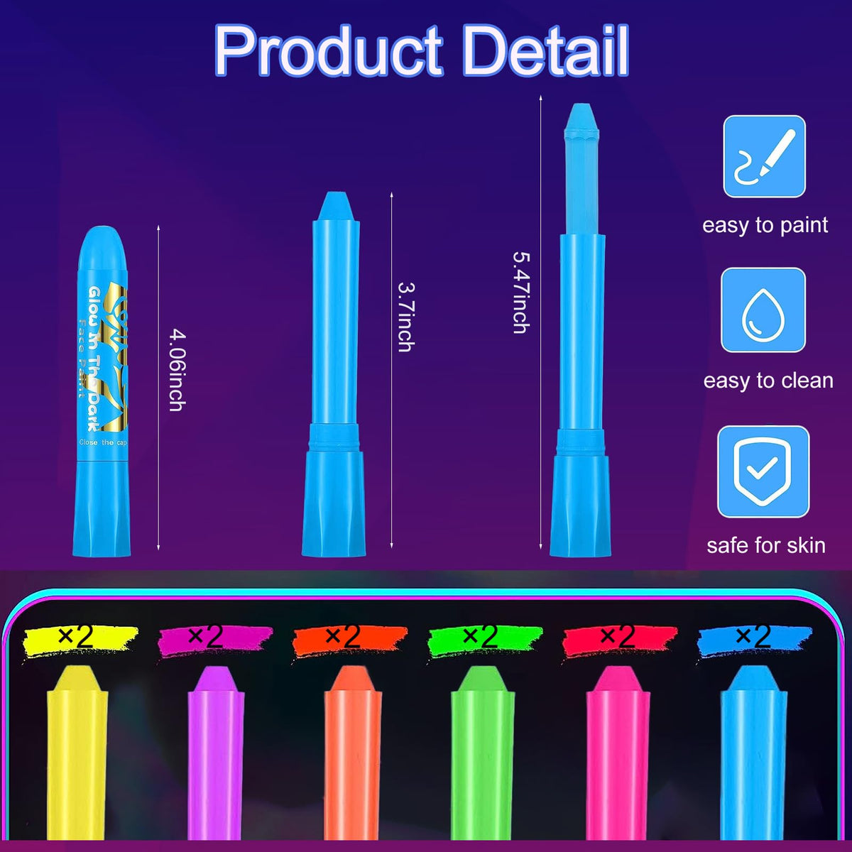 NIUEFH spread of twelve neon colors displaying vibrant range under light