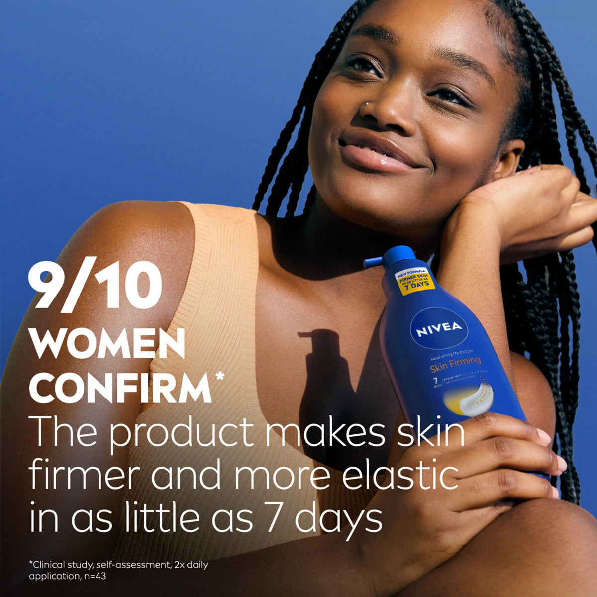 NIVEA bottle beside everyday items showing 16.9 fl oz scale