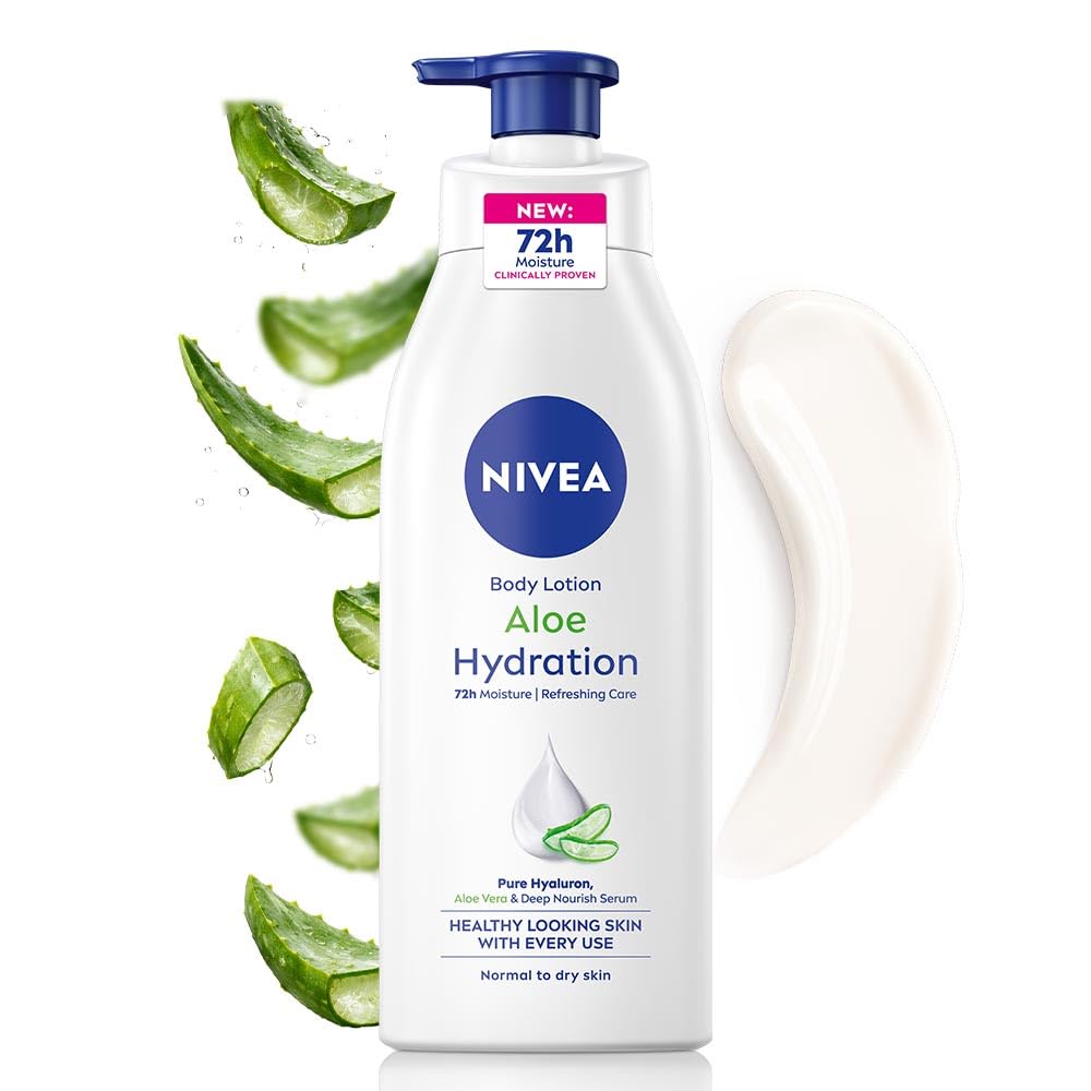 NIVEA aloe hydration front bottle showing packaging and 400ml size benefit