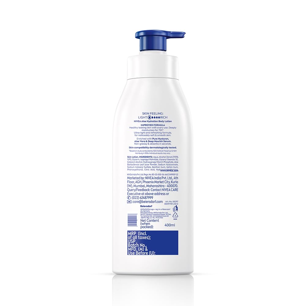 Applying NIVEA aloe lotion on arm showing quick absorption and comfort benefit