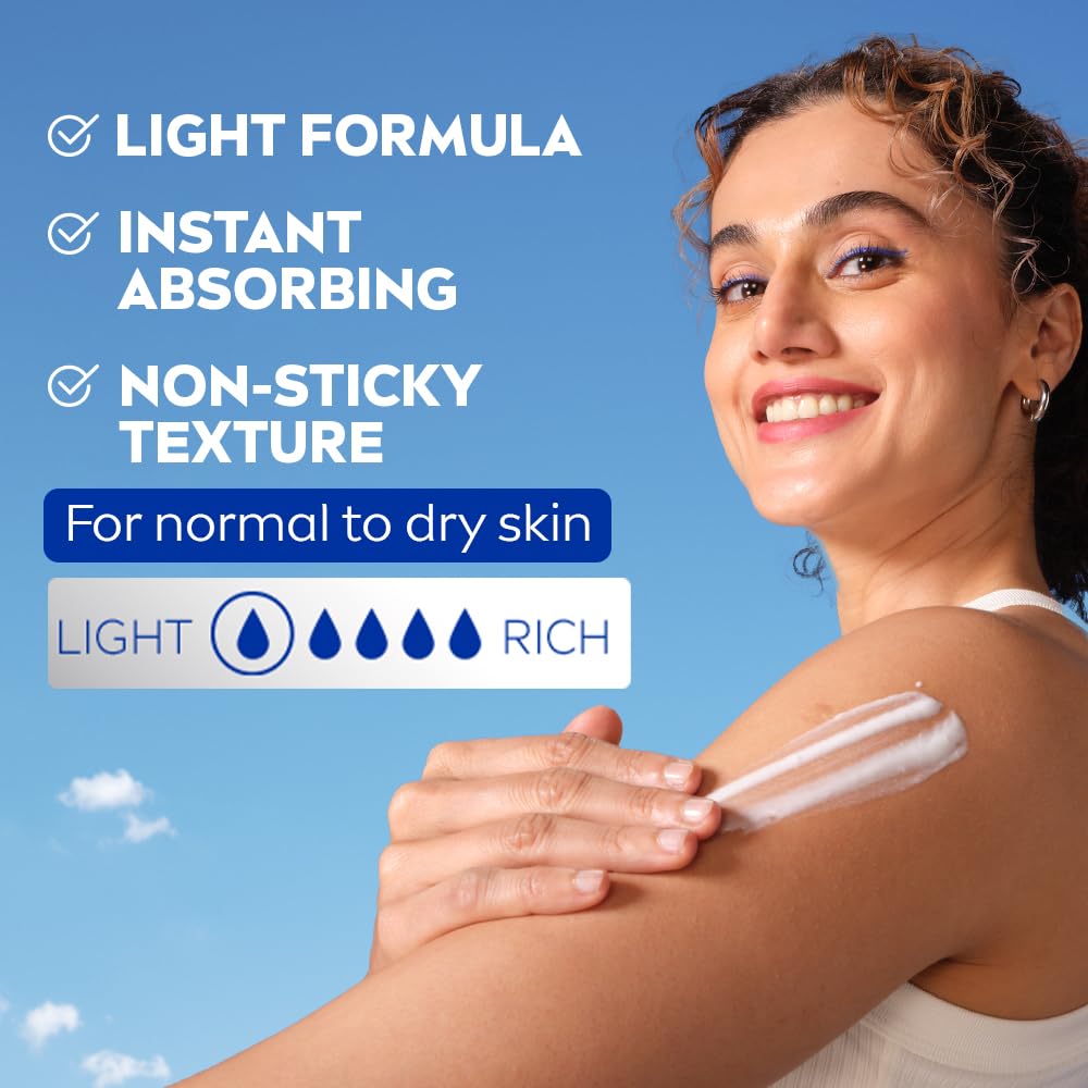 NIVEA aloe lotion texture closeup showing smooth absorbent formula benefit