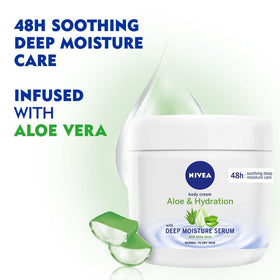NIVEA aloe cream close-up texture showing smooth cream and fast absorption benefit