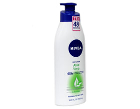 NIVEA lotion texture close-up highlighting smooth, fast-absorbing formula