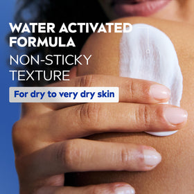NIVEA in-shower application on wet leg showing quick moisturizing benefit