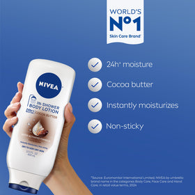 NIVEA close-up of pump and label highlighting clear instructions and benefits