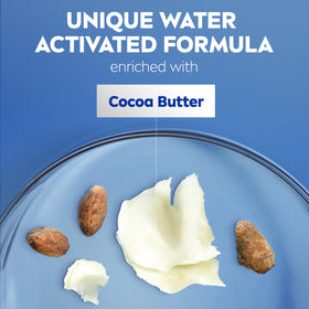 NIVEA texture on hand demonstrating smooth cocoa butter formula for soft skin