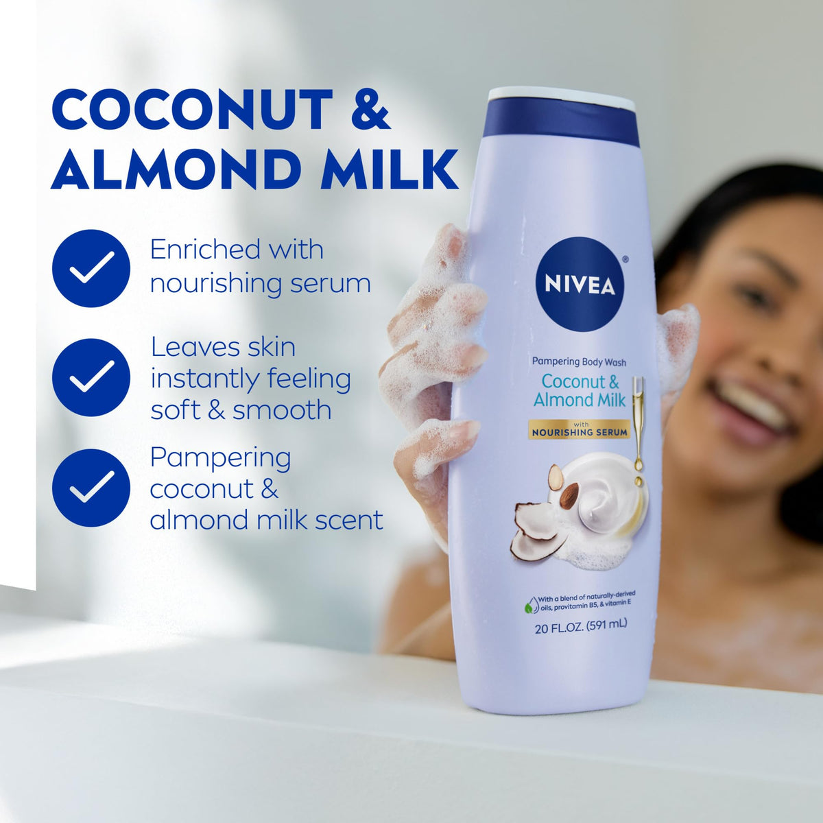 NIVEA creamy foam texture demonstrating gentle lather and moisturizing feel