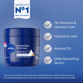 NIVEA applied to hand demonstrating easy spread and non-greasy finish benefit