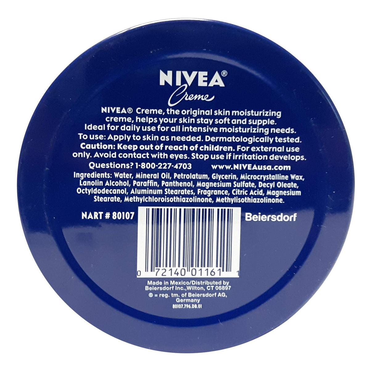 Close-up of NIVEA cream texture in tin, showing thick moisturizing consistency