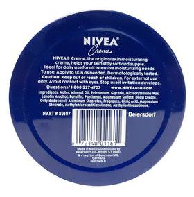 Close-up of NIVEA cream texture in tin, showing thick moisturizing consistency