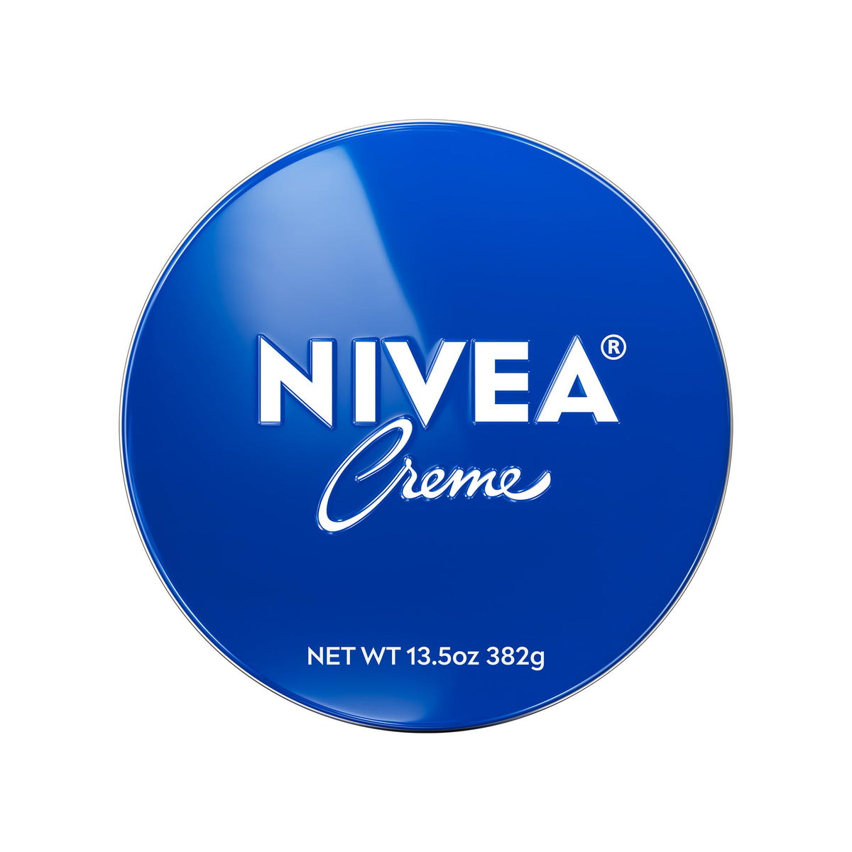 NIVEA creme front view shows tin and clear brand identity for reliable hydration