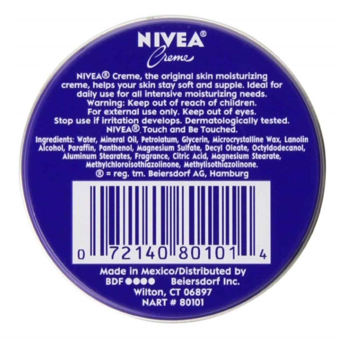 NIVEA Creme open tin close-up showing creamy texture and fast absorption benefit