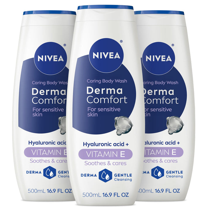 NIVEA front bottle showing product and soothing benefit