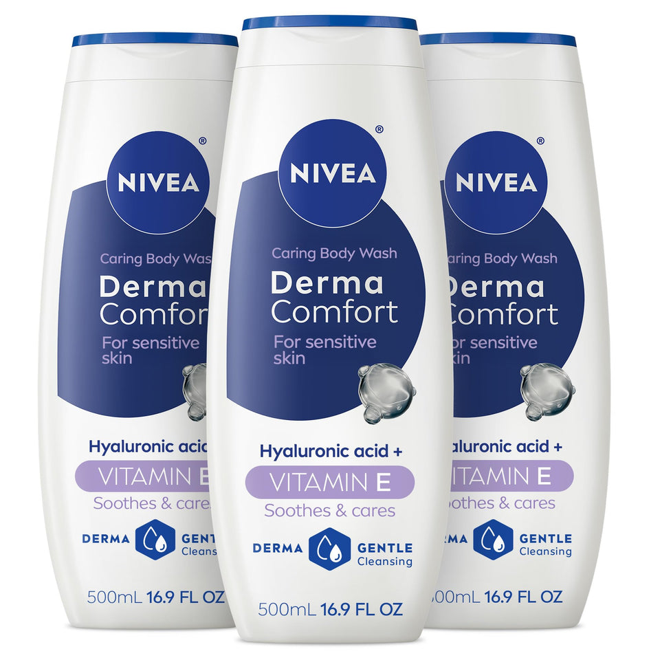 NIVEA front bottle showing product and soothing benefit