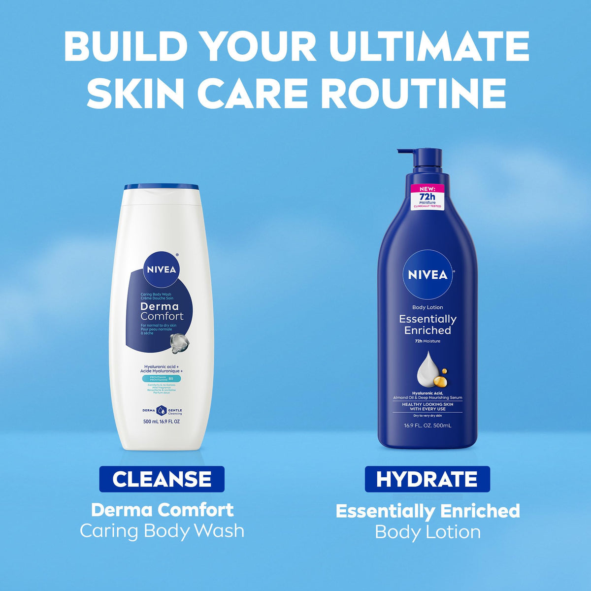 NIVEA bottle on bathroom shelf promoting daily routine convenience