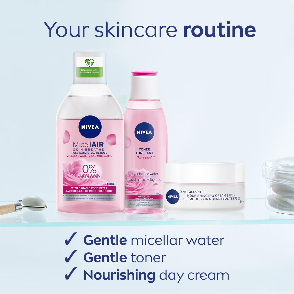 NIVEA emulsion texture on pad showing gentle, non-greasy cleansing action