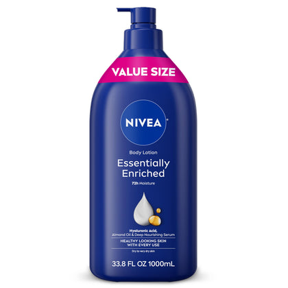 NIVEA front pump bottle showing product and ease of use