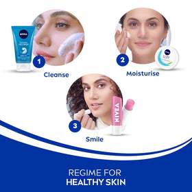 NIVEA face wash placed by sink in morning routine setting for convenience