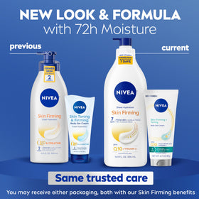 NIVEA skin firming gel cream tube front view highlighting fast-absorbing formula