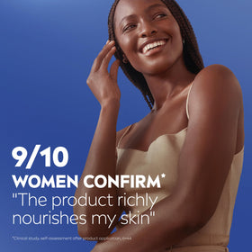 Applying NIVEA lotion to foot to show moisturization and skin comfort