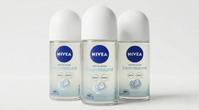 NIVEA Fresh Natural front packaging showing three 50 ml bottles and fresh benefit