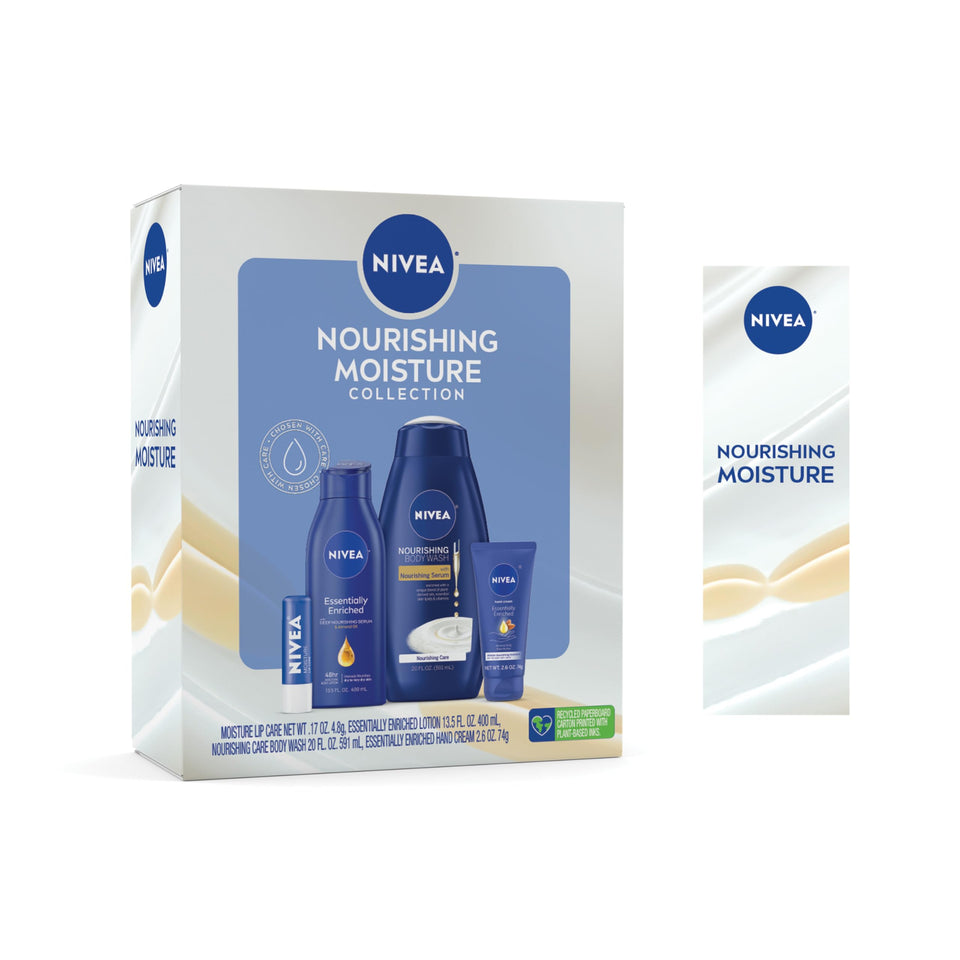 NIVEA front of package set showing all four products and gift-ready presentation
