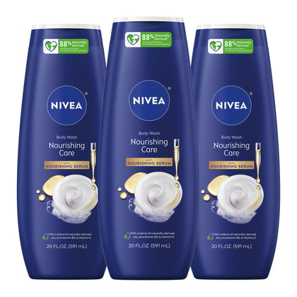 NIVEA front packaging showing nourishing-care and bottle design
